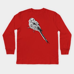 Long-tailed tit bird - ink illustration Kids Long Sleeve T-Shirt